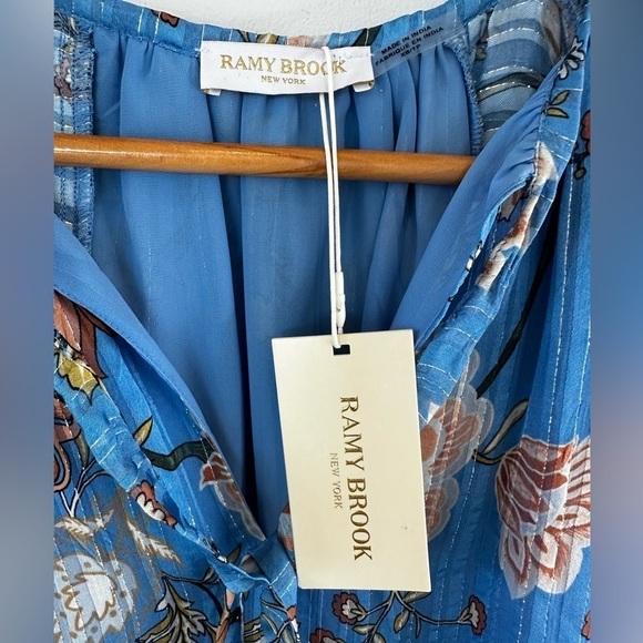 Ramy Brook Printed Sue Ruffle Sleeve Top in Ocean - Picture 10 of 12